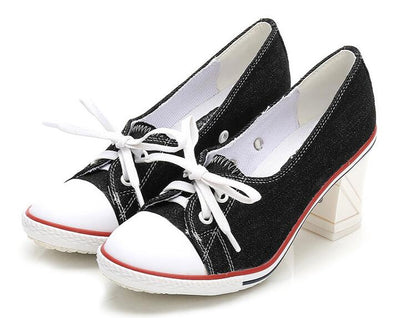 2023 Pumps Style Denim High Heel Canvas Shoes Size 6-6.5