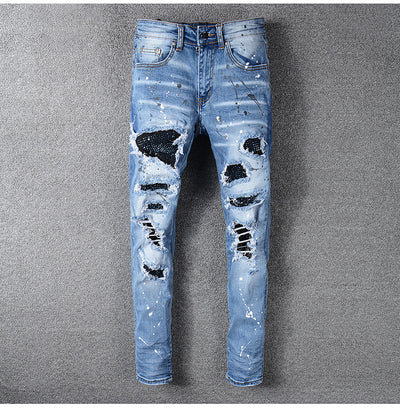 Trending Men's Rhinestone Denim Jeans