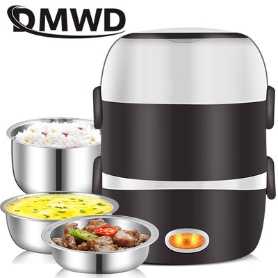 Mini Electric Rice Cooker Stainless Steel 2/3 Layers Food Container