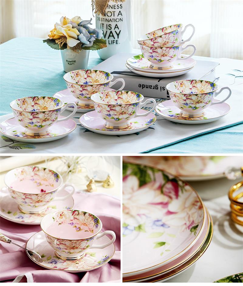 21 Piece Delicate Vintage Tea Cup & Saucer Set