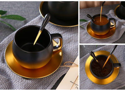 Luxury Black & Gold Ceramic Coffee Cup