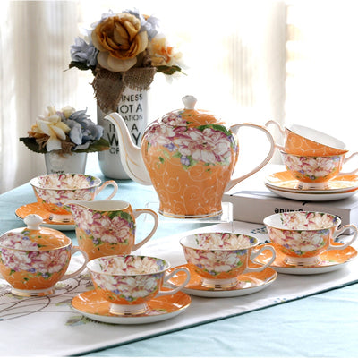 21 Piece Delicate Vintage Tea Cup & Saucer Set