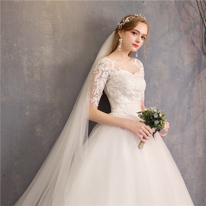 Half Cap Sleeve Wedding Dress