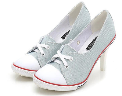 2023 Pumps Style Denim High Heel Canvas Shoes Size 7- 8