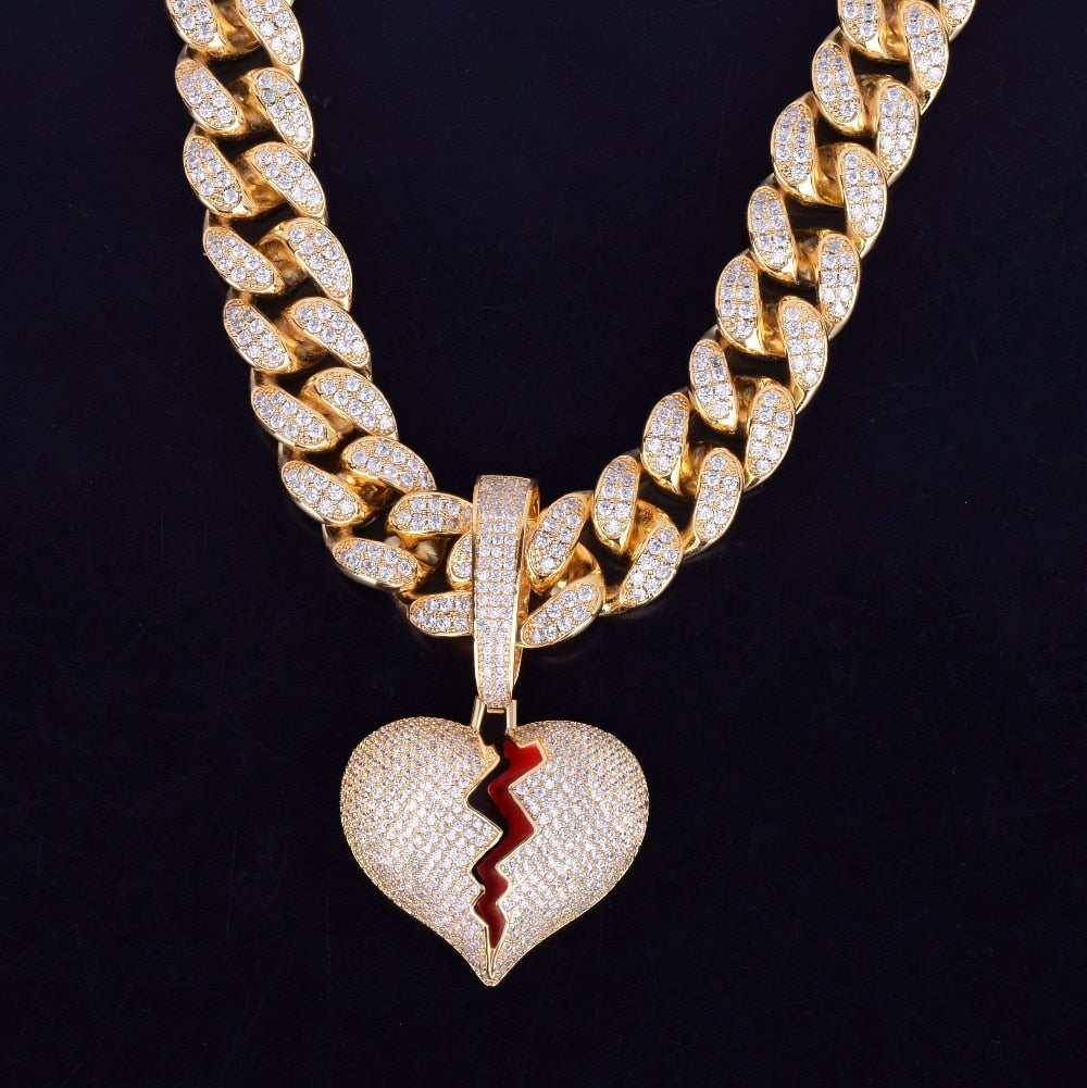 Bling Broken Heart Necklace