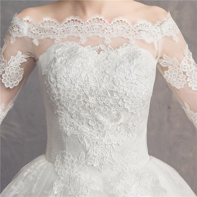 Half Sleeve Off Shoulder Wedding Dress