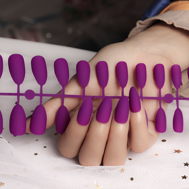 24pcs Fake Nails Solid Color