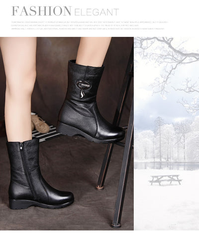Fashion Crystal Boots Genuine Leather