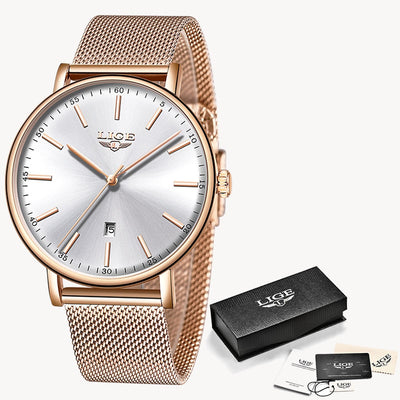 Top Fashion Stainless Steel Waterproof Gold Watch