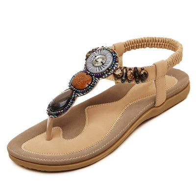 Woman Beading Elastic Band Sandal