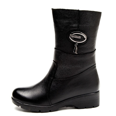 Fashion Crystal Boots Genuine Leather