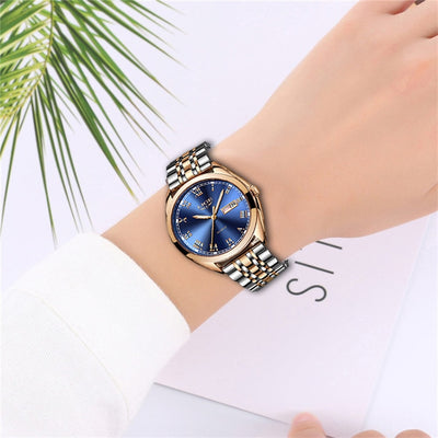 Top Fashion Stainless Steel Waterproof Gold Watch