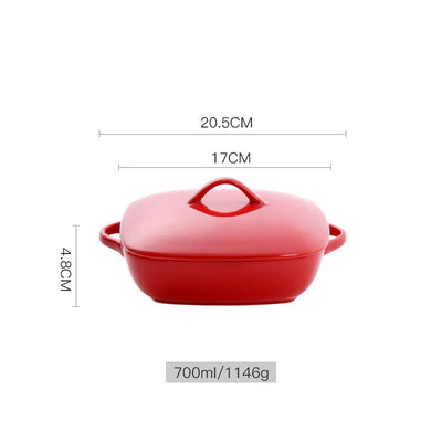 Microwave Oven Safe Ceramic Baking Plate with Cover