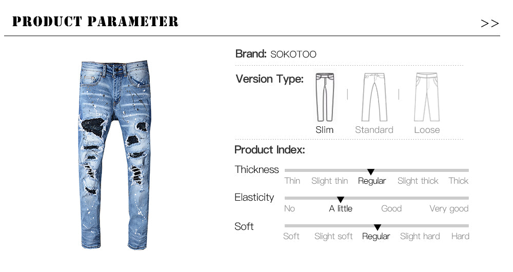 Trending Men's Rhinestone Denim Jeans