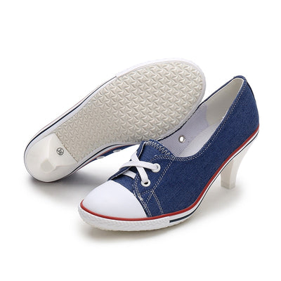 2023 Pumps Style Denim High Heel Canvas Shoes Size 7- 8