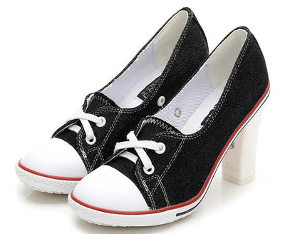 2023 Pumps Style Denim High Heel Canvas Shoes Size 4-5.5