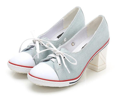 2023 Pumps Style Denim High Heel Canvas Shoes Size 7- 8