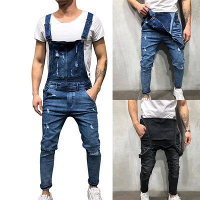 Men Ripped Denim Jumpsuit