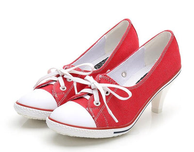 2023 Pumps Style Denim High Heel Canvas Shoes Size 4-5.5
