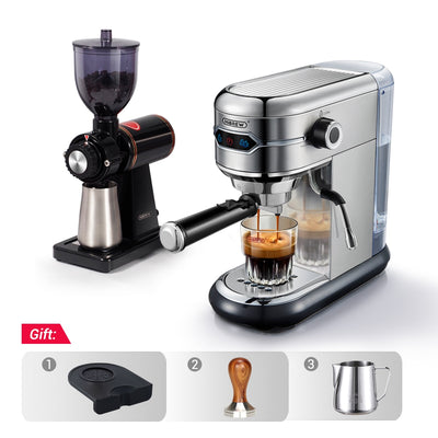 HiBREW Coffee Maker Cafetera 19 Bar Inox Semi Automatic Super Slim ESE POD&amp; Powder Espresso Cappuccino Machine Hot Water H11