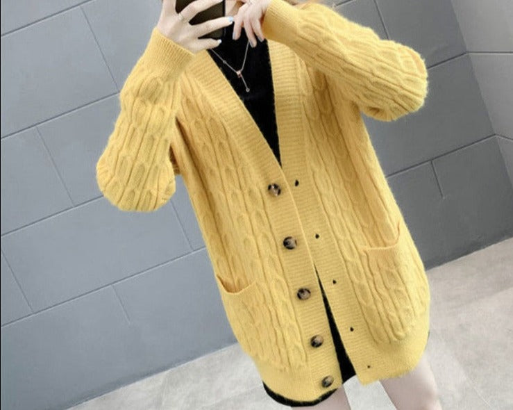 Autumn Winter Solid Long Cardigan