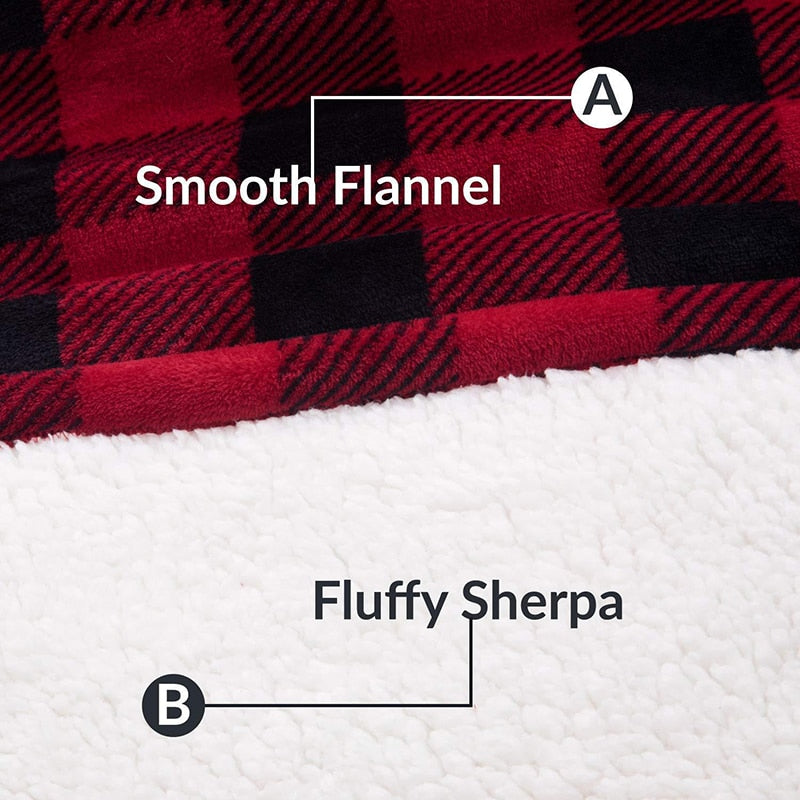 Plaid Hooded Fluffy Fleece Sofa Jacket