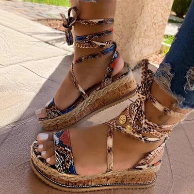 Ethnic Print Wedge Shoes