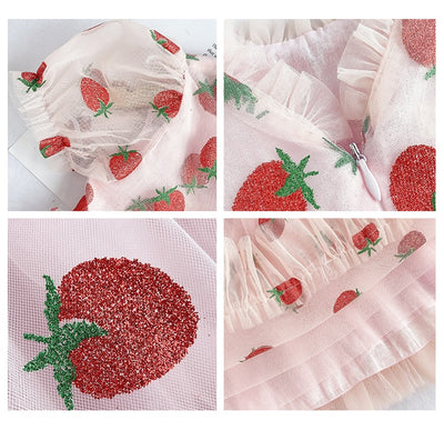 Puff Sleeve Strawberry Princess Dress