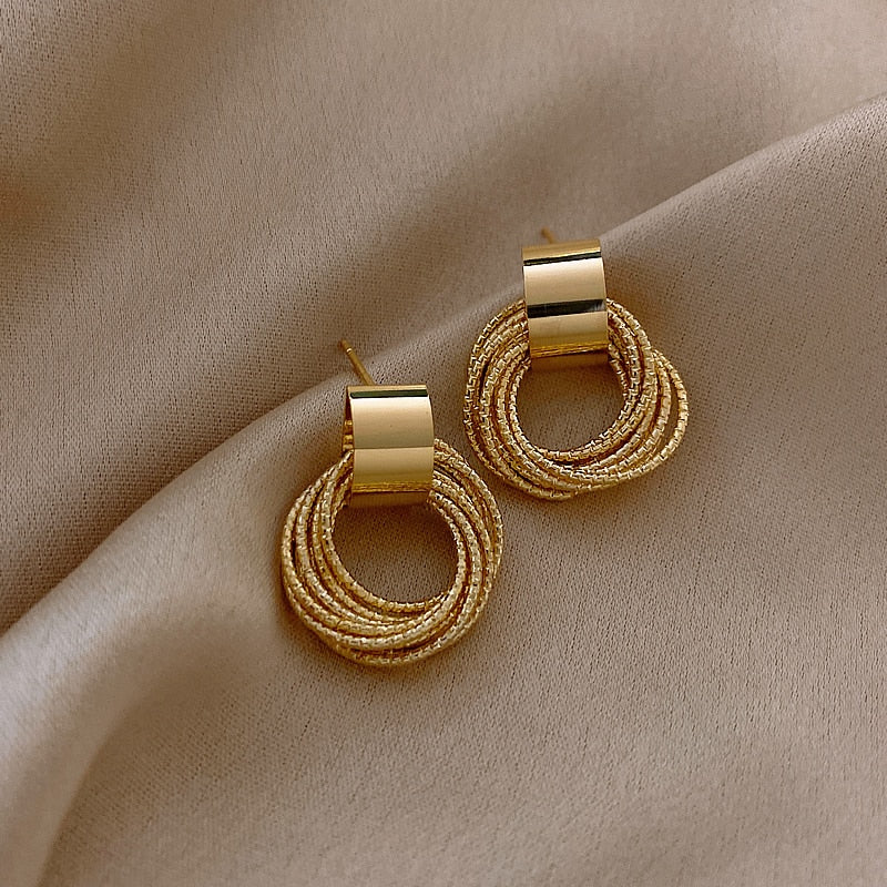 Retro Metallic Gold Colour Earrings
