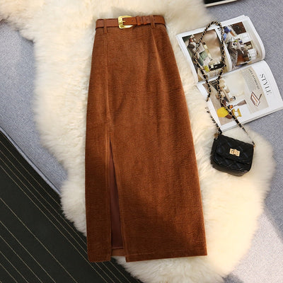 Vintage Side Slit Midi Skirts