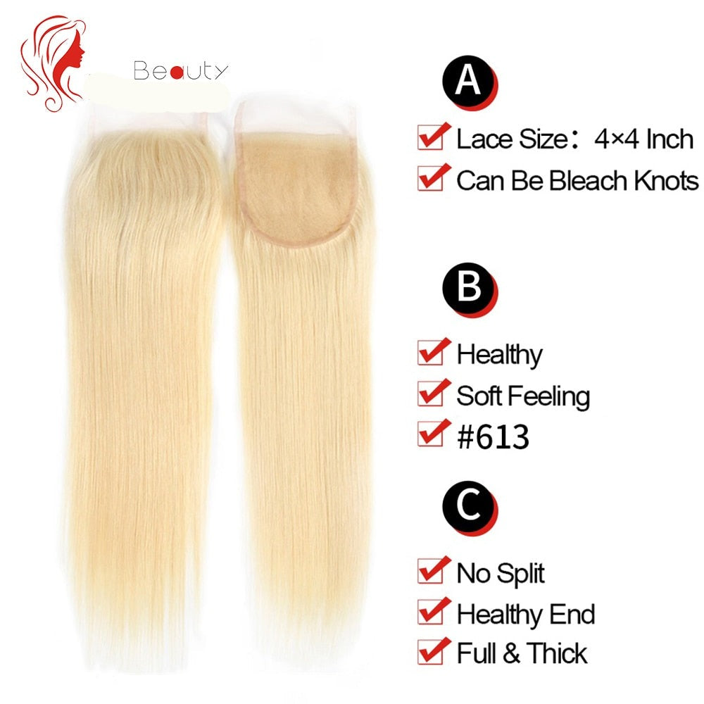 Brazilian Straight Hair Lace Closure with Baby Hair Extension