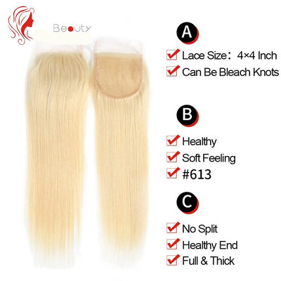 Brazilian Straight Hair Lace Closure with Baby Hair Extension