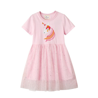 Embroidery Unicorn Dress for Girls C