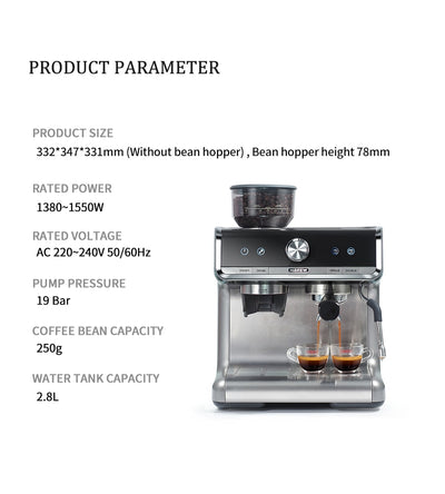 Barista Pro 19Bar Bean Grinder Coffee Machine