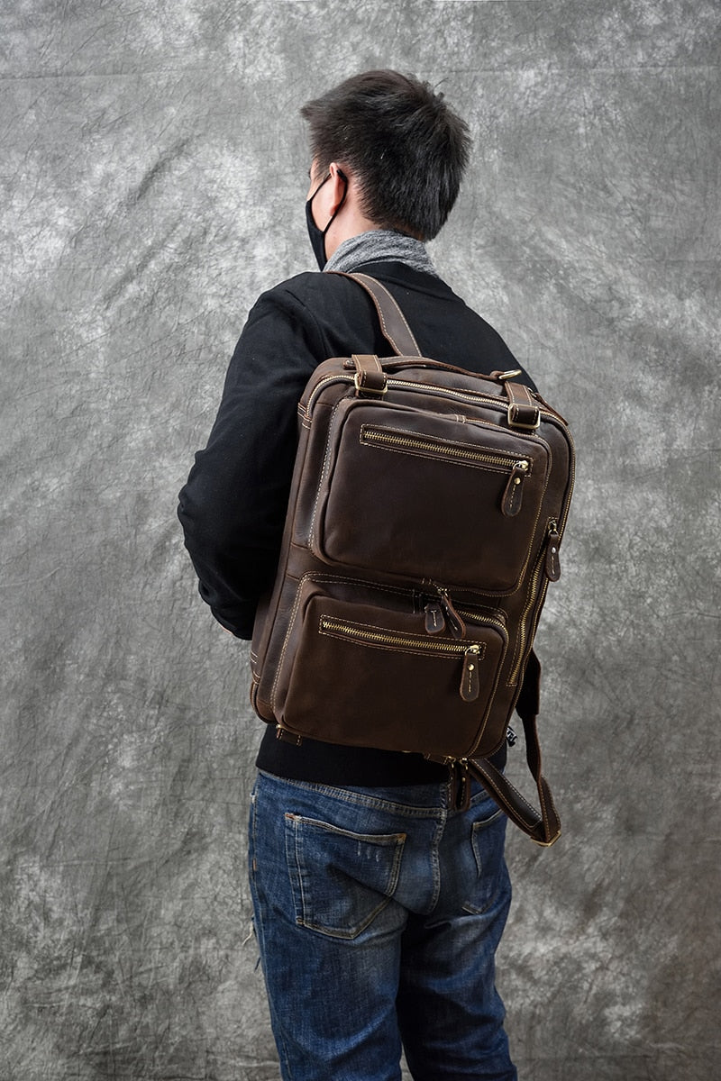 Genuine Leather Laptop Backpack