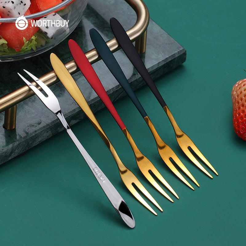 Stainless Steel Gold Fruit Fork Set