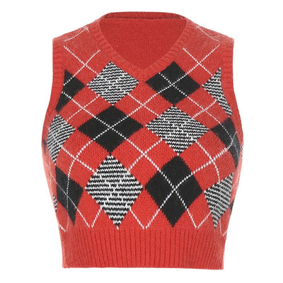 Argyle Style Knitted Top