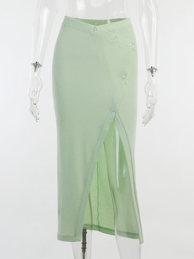 NEW V-Neck Long Sleeve Split Waist Skirt Dress Suit