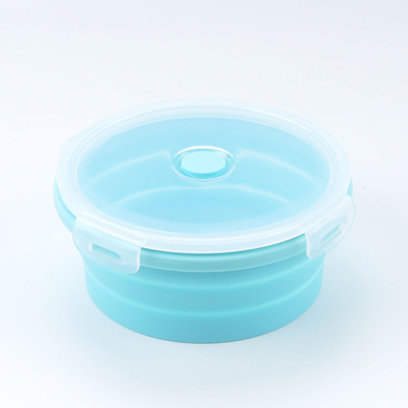 Round Silicone Folding Lunch Box Set Microwaveable