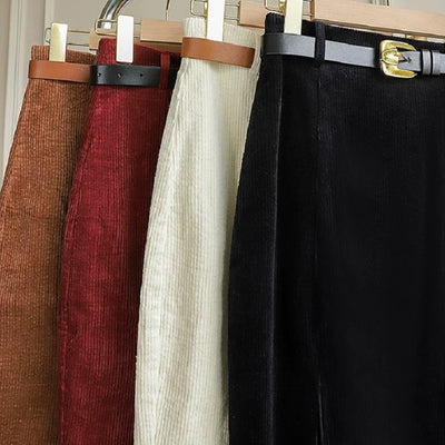 Vintage Side Slit Midi Skirts