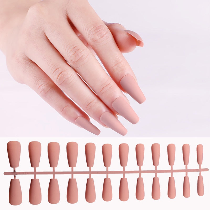 24pcs Fake Nails Solid Color