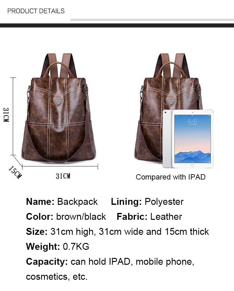 Travel Matte Leather Backpack for Women