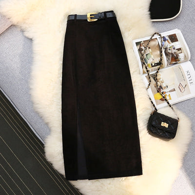 Vintage Side Slit Midi Skirts