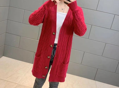 Autumn Winter Solid Long Cardigan