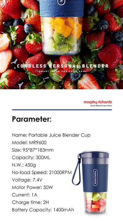 Wireless Multifunction MR9600 Portable Juicer Food Blender 300ml