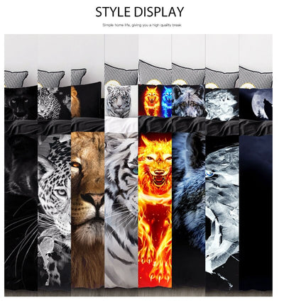 Lion Tiger Wolf Animal Pattern Bedding Sets