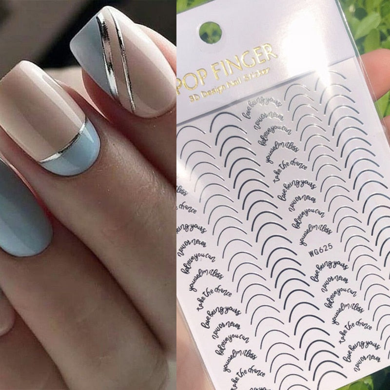 3D Gold Curve Stripe Line Nail Sticker