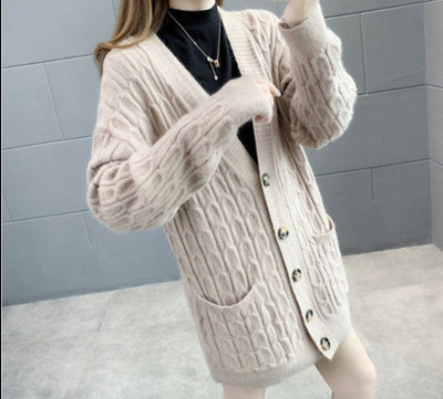 Autumn Winter Solid Long Cardigan