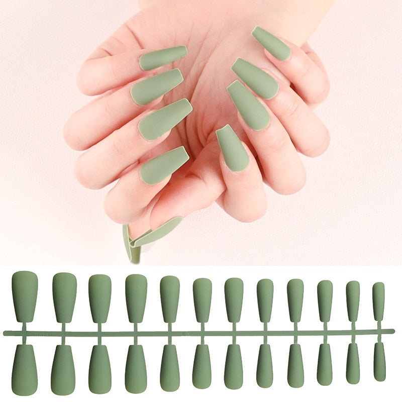 24pcs Fake Nails Solid Color