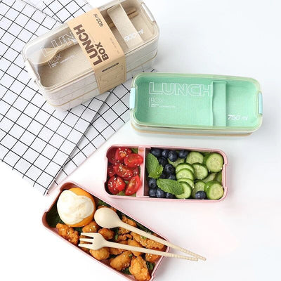 3 Layer Wheat Straw Lunch Box with Bag